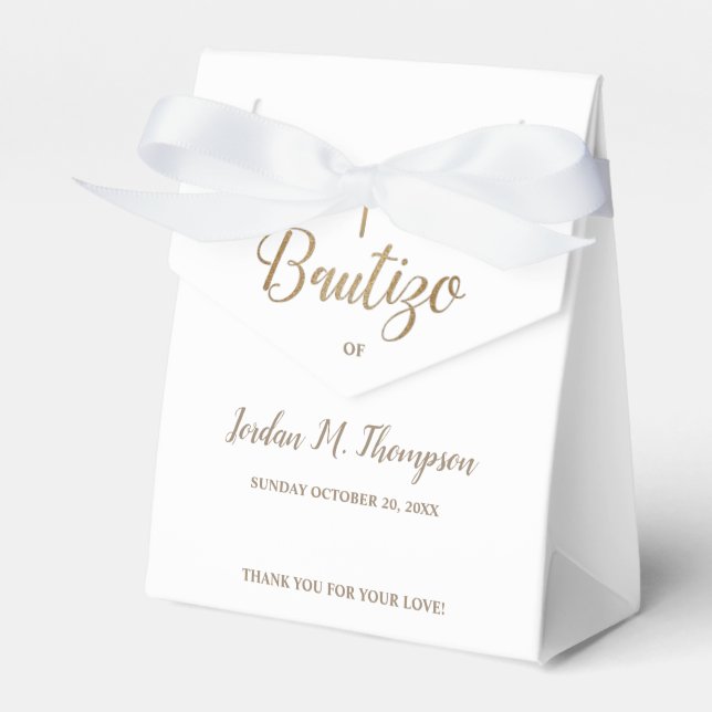 Ballotins Bautizo Croix d'or blanche personnalisée Baptême e (Verso)