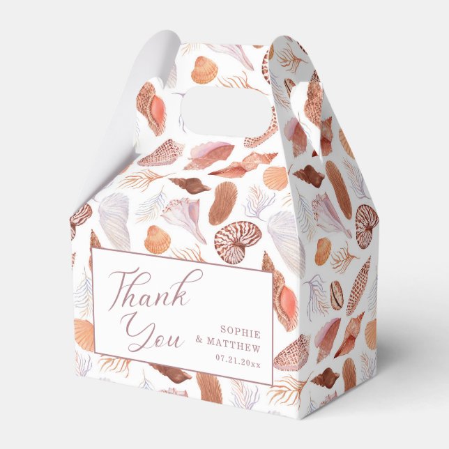 Ballotins Beach Seashells Aquarelle Côte Chic Mariage (Verso)