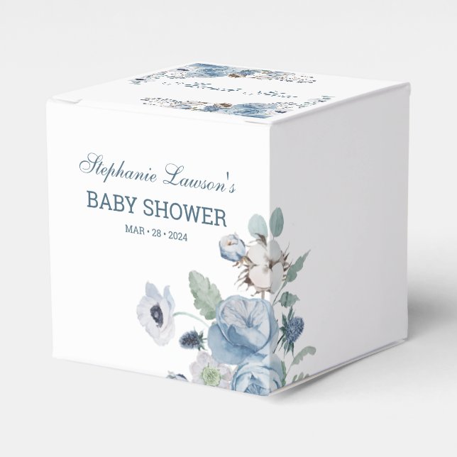 Ballotins Beau Baby shower Floral bleu cendré (Verso)