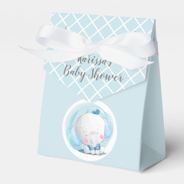 Ballotins Bébé bleu & blanc garçon Jungle Elephant Ballotin (Verso)