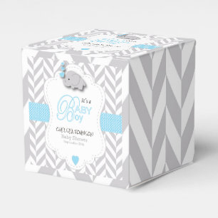 Ballotins Bébé Bleu, Éléphant Gris Blanc Baby Shower