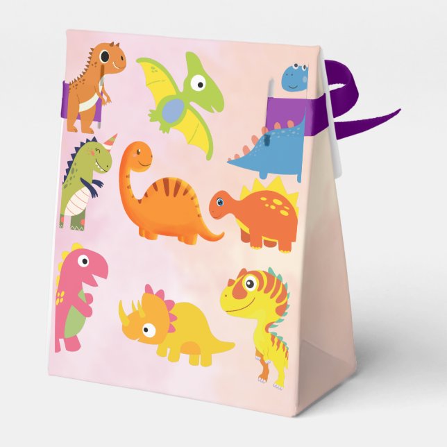 Ballotins Bébé Dinosaures avec boîte Arrière - plan pastel (Arrière)