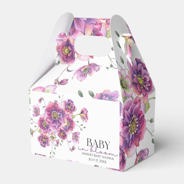 Ballotins Bébé floral pourpre en Baby shower fleuri Ballotin (Verso)