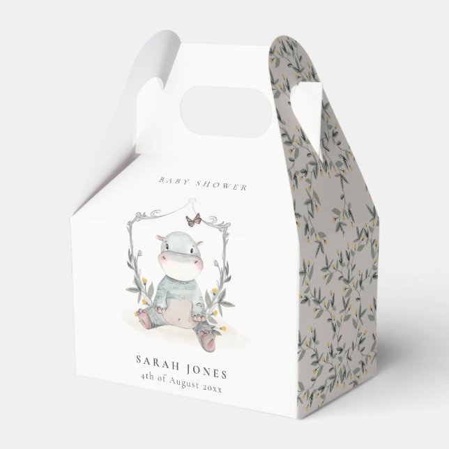 Ballotins Bébé jaune mignon Hippo Foliage Baby shower de bal (Verso)