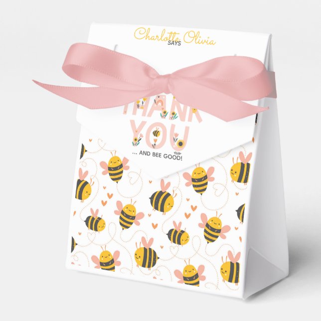 Ballotins Bee Yellow & Pink Floral ONE 1er anniversaire de b (Verso)