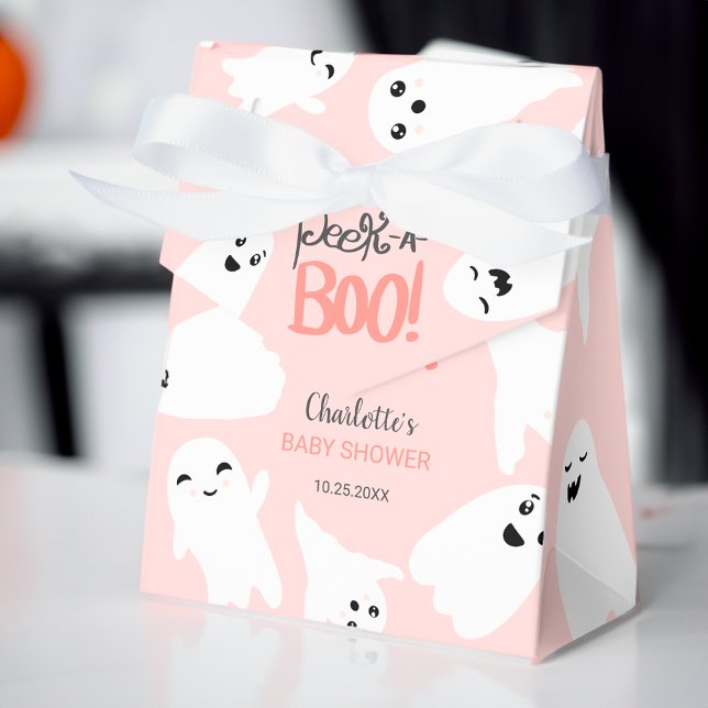 Ballotins Belle Halloween fantômes baby shower rose (Cute Halloween boo ghosts pink baby shower Favor Box)