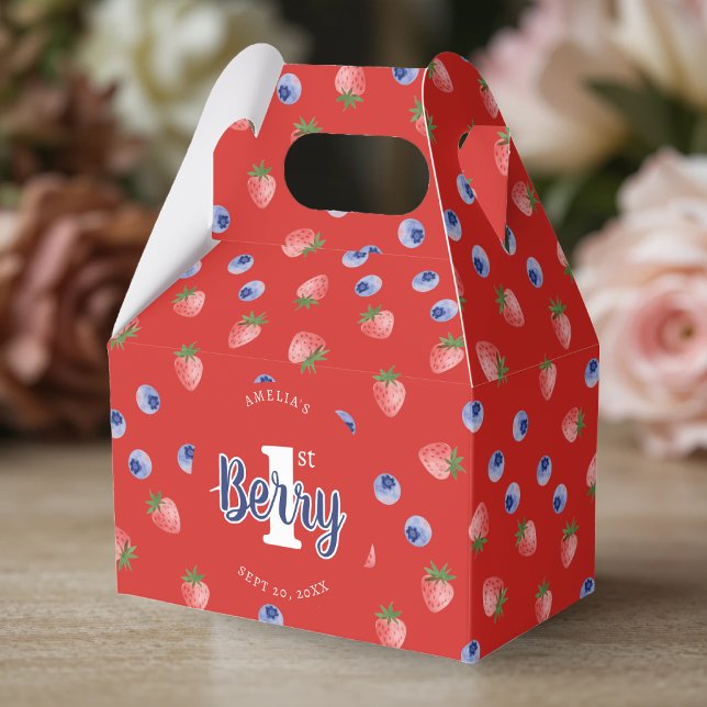 Ballotins Berry 1er Anniversaire Fraise Blueberry Red (Berry 1st Birthday Party Strawberry Blueberry Red Favor Boxes
)
