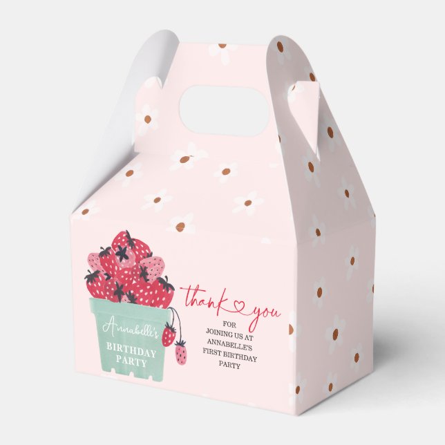 Ballotins Berry First Birthday Party Invitation fraise (Verso)