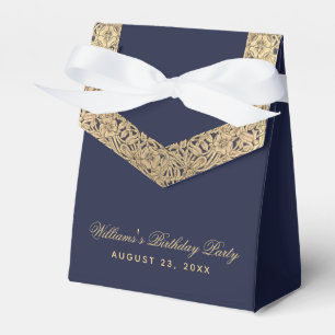 Ballotins Birthday Party  Navy Blue Gold Roses Classy Script
