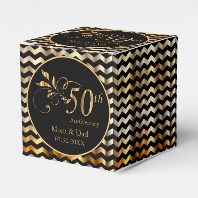 Ballotins Black & Gold Chevron 50e anniversaire de Mariage (Verso)