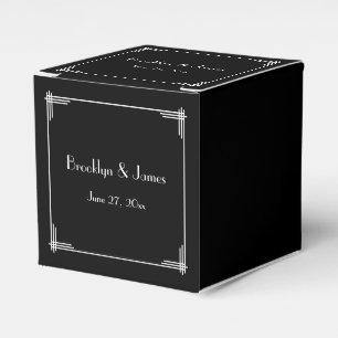 Ballotins Black Great Gatsby Art Déco Mariage Faveur Boxes