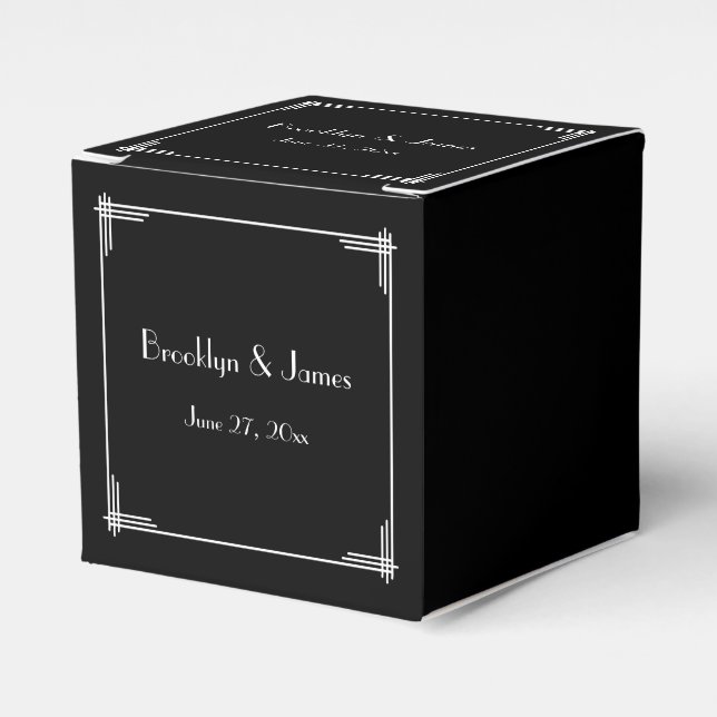 Ballotins Black Great Gatsby Art Déco Mariage Faveur Boxes (Verso)
