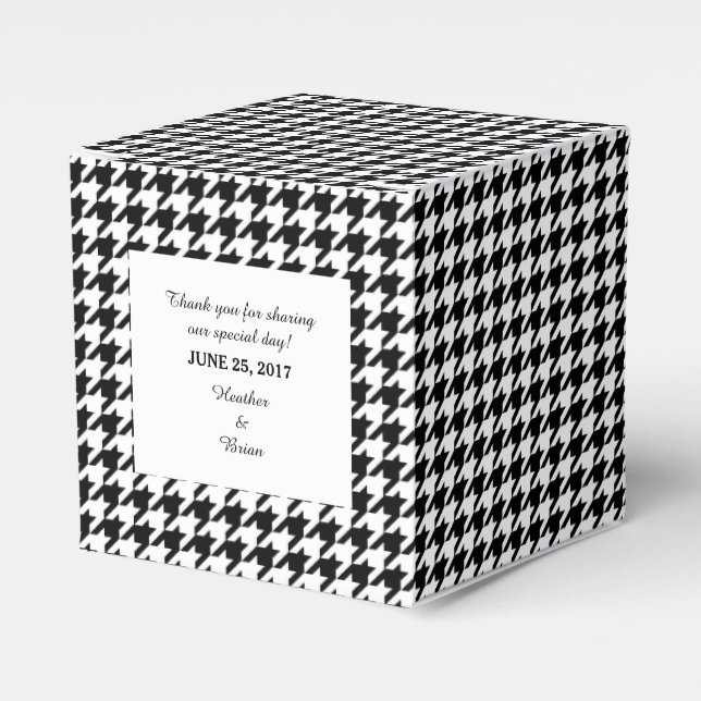Ballotins Black Houndstooth boîte de préférence de mariage (Verso)