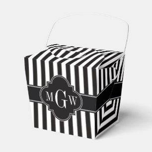 Ballotins Black White Stripe Black Quatrefoil 3 Monogramme