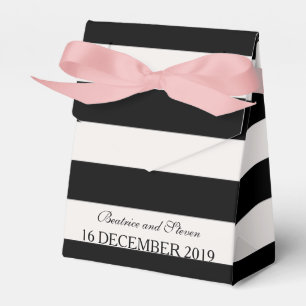 Ballotins Black & White Stripes Boîte de Faveur de mariage