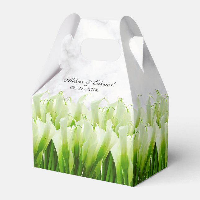 Ballotins Blanc Calla Lily Florals Boîte de mariage Favor (Verso)