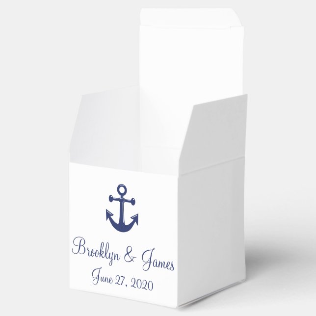 Ballotins Blanc Et Bleu Marine Mariage Nautique Faveur Boîte (Ouvert)