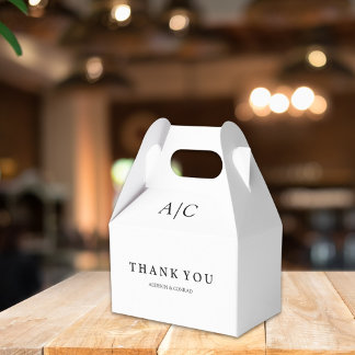 Ballotins Blanc moderne Monogramme mariage Faveur Boxes