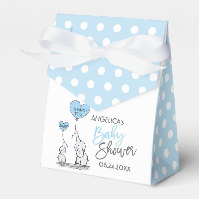 Ballotins Bleu Blanc Polka Dot Elephant Baby shower garçon (Verso)