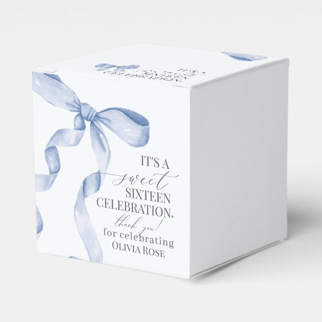 Ballotins Bleu Coquette Bow Sweet 16 Anniversaire fête cadea (Verso)