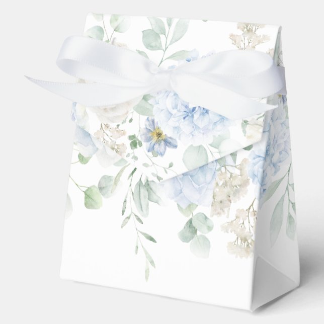 Ballotins Bleu et blanc Roses Hydrangeas Mariage Favor Box (Recto)