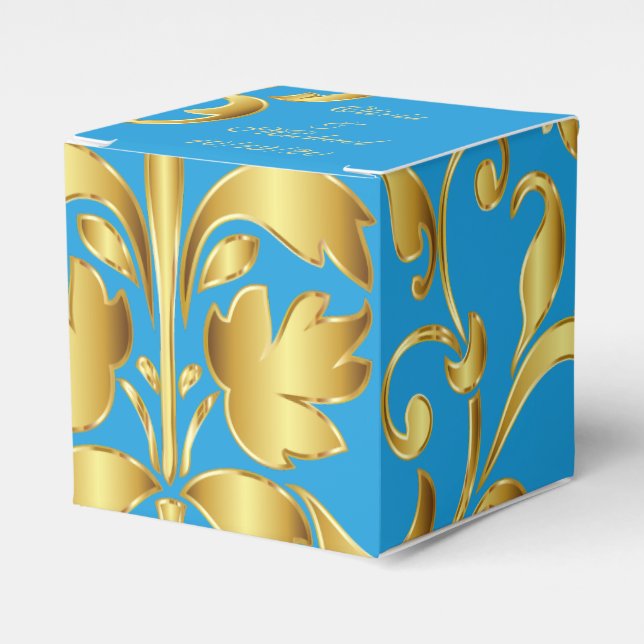 Ballotins Bleu et Gold Wedding Favors Box (Verso)