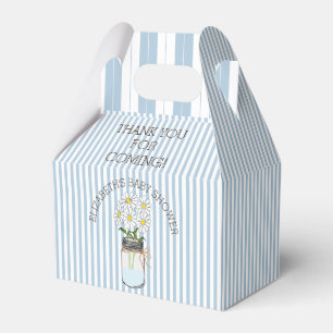 Ballotins Bleu frisé Mason jarre avec Baby shower de fleurs