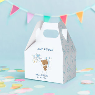 Ballotins Bleu garde-robe garçon accroché sur le Baby shower