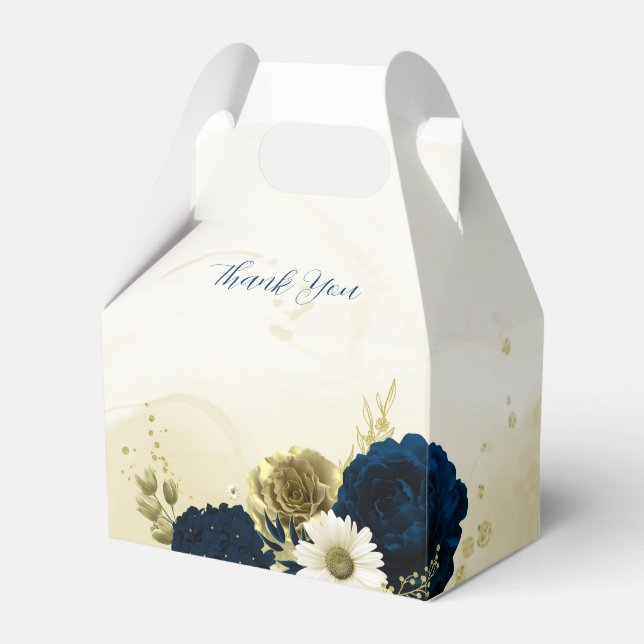 Ballotins bleu marine ivoire blanc et fleurs d'or mariage (Verso)