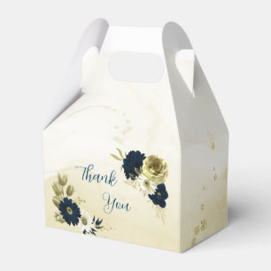 Ballotins bleu marine ivoire blanc et fleurs d'or mariage