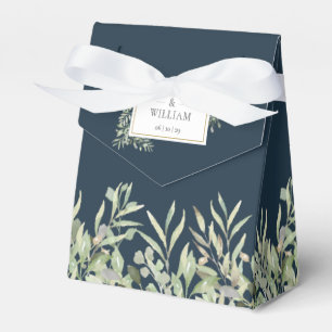 Ballotins Bleu marine profond Élégante verdure Mariage feuil