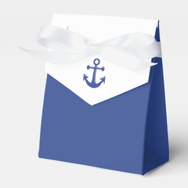 Ballotins Bleu Nautique Mariage Faveur Boîtes Avec Ancre (Verso)