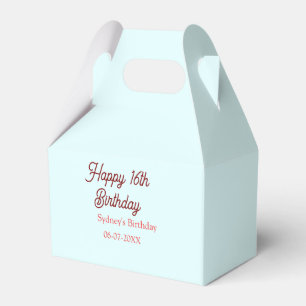 Ballotins Bleu pastel rouge joyeux 16e anniversaire nom date