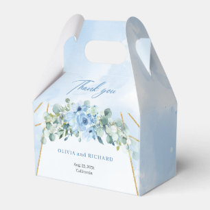Ballotins Bleu rustique bleu Floral cadre or eucalyptus