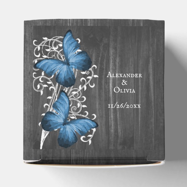 Ballotins Bleu Rustique Papillon de mariage Favor Box (Haut)