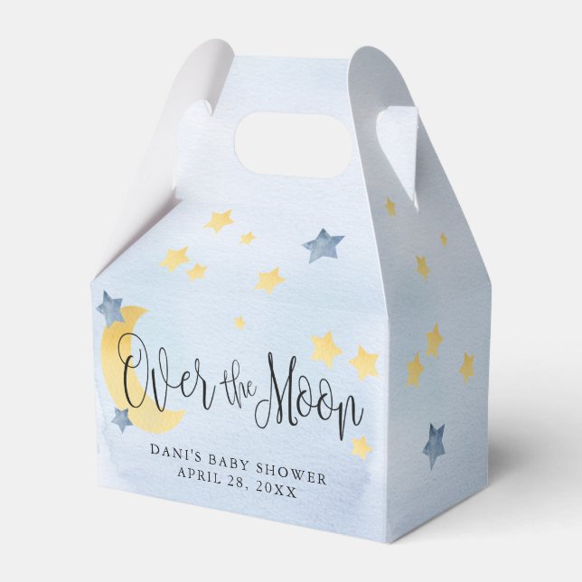 Ballotins Bleu sur la lune, Baby shower Lune étoiles (Verso)