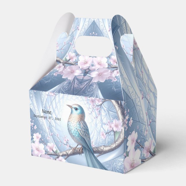 Ballotins Blue Bird Floral Favor Box (Verso)