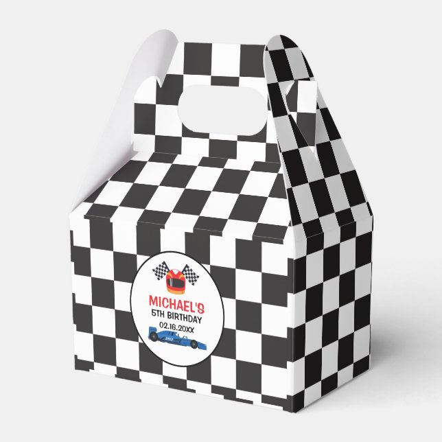 Ballotins Blue Car Racing Birthday  Caja de regalo (Verso)