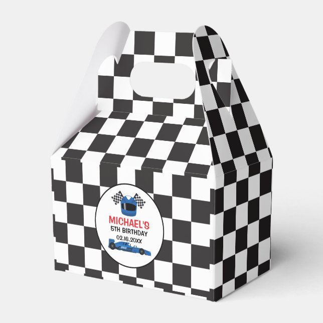 Ballotins Blue Car Racing Birthday  Caja de regalo (Verso)