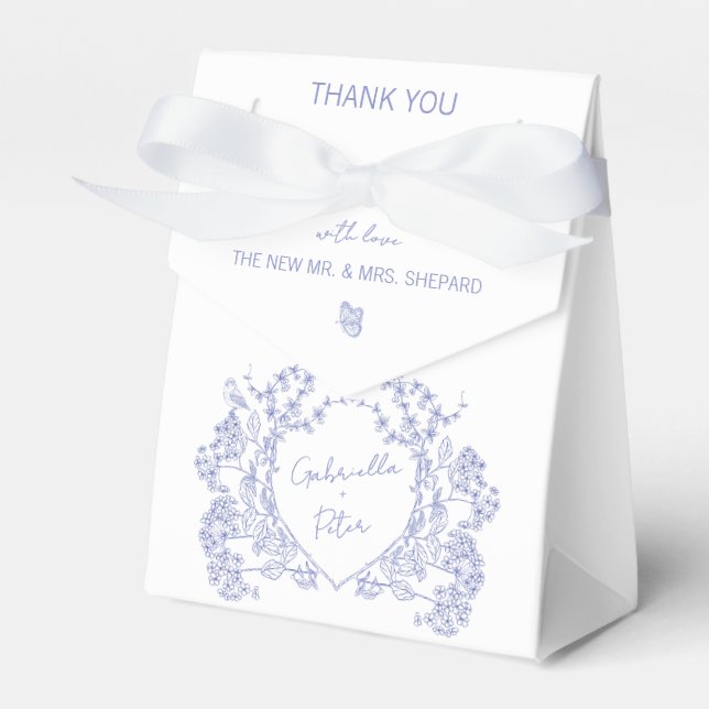 Ballotins Blue Chinoiserie Enregistrer La Date Cadeau Mots-C (Verso)