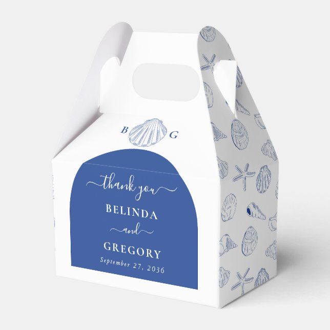 Ballotins Blue Clam Seashells Coastal Seaside Beach Wedding (Verso)