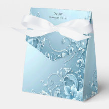 Blue Decorative Floral Favor Box