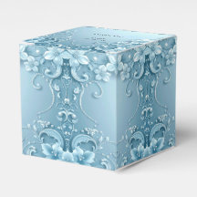 Blue Decorative Floral Favor Box