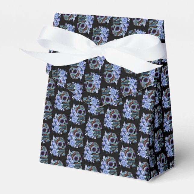 Ballotins Blue Floral Black Sugar Skull Jour des morts (Verso)