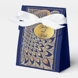 Ballotins Blue Gold Peacock Art Nouveau Mariage Favor Box