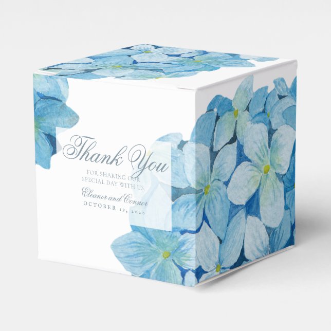 Ballotins Blue Hydrangea Sophisticated Wedding Favor Box (Verso)