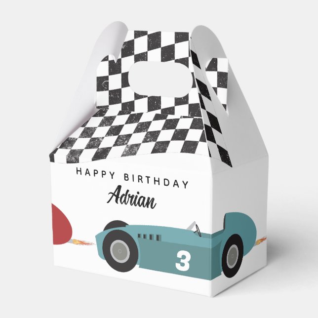 Ballotins Blue Red Race Fast Retro Racing Cars Anniversaire (Verso)