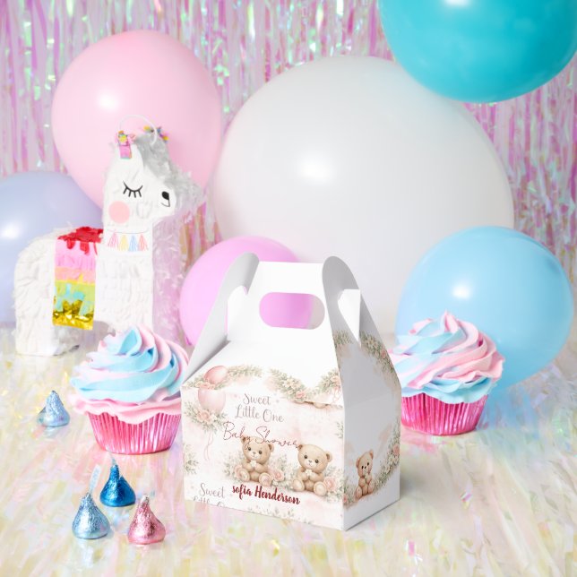 Ballotins blush floral teddy bear pink (Fête)