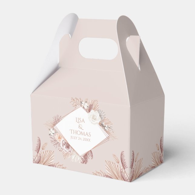 Ballotins Boho Blush Pampas Grass Wedding Favor Box (Verso)