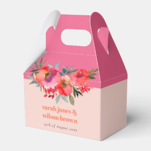 Ballotins Boho Hot rose orange aquarelle Mariage floral